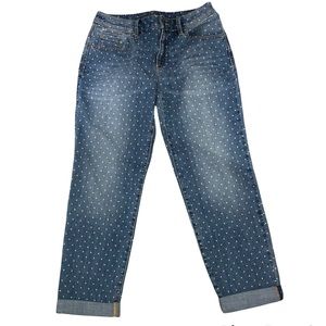 Chico’s Platinum Skimmer polka dot jeans Size 2
